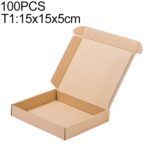 Caja de embalaje de caja de envío de papel Kraft de 100 piezas, tamaño: T1, 15x15x5cm