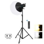 PULUZ 220V 150W 3200K-5600K Luz de vídeo de estudio + soporte de luz de 2,8 m + Kit de fotografía Softbox de linterna plegable de 65cm, 120W 2700K-6500K Light 2.8m Light Holder Kit US Plug
