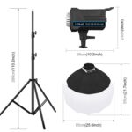 PULUZ 220V 150W 3200K-5600K Luz de vídeo de estudio + soporte de luz de 2,8 m + Kit de fotografía Softbox de linterna plegable de 65cm, 120W 2700K-6500K Light 2.8m Light Holder Kit US Plug - Imagen 2