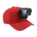 Gorra de béisbol PULUZ con soporte de hebilla con gancho en J y tornillo para GoPro, DJI OSMO Action y otras cámaras de acción, Baseball Hat Red Color