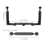 Estabilizador de bandeja de aluminio de doble asa PULUZ con 4 abrazaderas de aleación de aluminio de doble bola y 2 brazos flotantes de 7 pulgadas y 2 adaptadores de cabeza esférica para carcasas de cámaras subacuáticas - Imagen 3