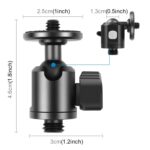 Adaptador de rótula de bola de trípode de metal con tornillo exterior PULUZ de 3/8 de pulgada con bloqueo de perilla, 3/8 inch Outer Screw - Imagen 2