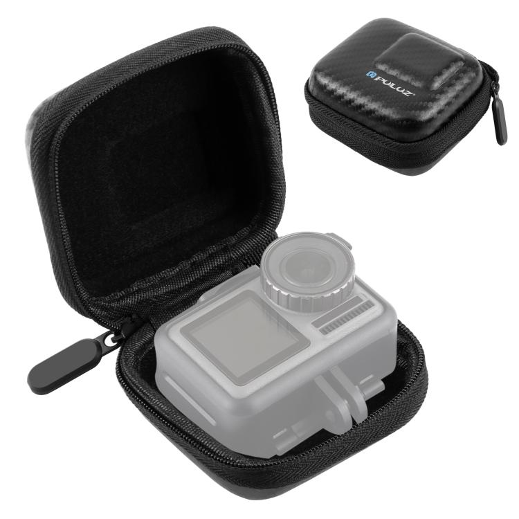 PU349.jpg Mini bolsa de almacenamiento portátil de fibra de carbono PULUZ para DJI OSMO Action, GoPro, Mijia, Xiaoyi y otras cámaras de tamaño similar - Imagen 1