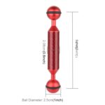 PULUZ 5 pulgadas 13 cm de longitud 20,8 mm de diámetro Brazo flotante de fibra de carbono con bolas dobles, diámetro de la bola: 25 mm, 5 inch Red - Imagen 3
