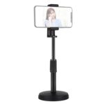 Soporte de escritorio de la base redonda PULUZ con la abrazadera del teléfono, altura ajustable: 15.5cm-25.5cm