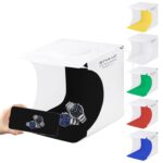 PULUZ 20cm Incluye 2 paneles LED Plegable portátil 1100LM Light Photo Lighting Studio Shooting Carpa Kit con 6 colores de fondo (negro, blanco, amarillo, rojo, verde, azul), tamaño desplegado: 24 cm x 23 cm x 23 cm