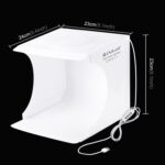 PULUZ 23cm Anillo LED Panel Plegable Luz portátil Iluminación fotográfica Studio Shooting Carpa Kit de caja con 6 colores de fondo (negro, blanco, amarillo, rojo, verde, azul), tamaño de despliegue: 24 cm x 23 cm x 23 cm - Imagen 2