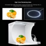 PULUZ 23cm Anillo LED Panel Plegable Luz portátil Iluminación fotográfica Studio Shooting Carpa Kit de caja con 6 colores de fondo (negro, blanco, amarillo, rojo, verde, azul), tamaño de despliegue: 24 cm x 23 cm x 23 cm - Imagen 5