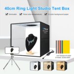 PULUZ Anillo de luz portátil plegable de 40 cm Caja de tienda de campaña con iluminación fotográfica USB para estudio con 6 fondos de color de doble cara, Tamaño: 40 cm x 40 cm x 40 cm, 40cm Box Black RU, 40cm - Imagen 2
