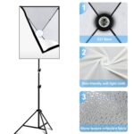PULUZ 50x70cm Studio Softbox + 2m Soporte para trípode + Kit de fotografía con bombilla LED de luz blanca E27 30W 5700K individual, Single Bulb EU Plug - Imagen 5