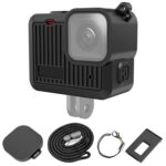 Funda protectora de silicona PULUZ para GoPro HERO 2024, cubierta de interfaz lateral con correa para la muñeca y cubierta de lente, Silicone Protective Case