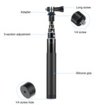 PULUZ 70cm Metal Selfie Stick Monopod con base de adaptador invisible y tornillo para Insta360 One RS / X2 / X3 - Imagen 4