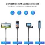 PULUZ 70cm Metal Selfie Stick Monopod con base de adaptador invisible y tornillo para Insta360 One RS / X2 / X3 - Imagen 5