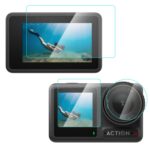 Para DJI Osmo Action 4 PULUZ Lente 3 en 1 Pantalla frontal y trasera Vidrio templado Película a prueba de explosiones, For DJI Osmo Action 4