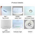 Difusor de aroma ultrasónico con luces LED coloridas (conector estadounidense) (blanco) - Imagen 4