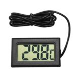 Mini termómetro digital LCD para frigorífico congelador, tamaño de inserción 46 mm x 26,6 mm, longitud del cable 1 m (negro)