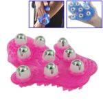 Masajeador de meridianos de bola de mano en forma de palma engrosada, Nine balls Magenta