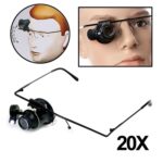 Lupa de reparación de reloj tipo gafas 20X con luz LED