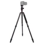 Triopo GT-2804X8.C Trípode de fibra de carbono portátil ajustable con rótula de bola de aluminio B-2 para cámara Canon Nikon Sony DSLR, GT-2804X8.C (Black)