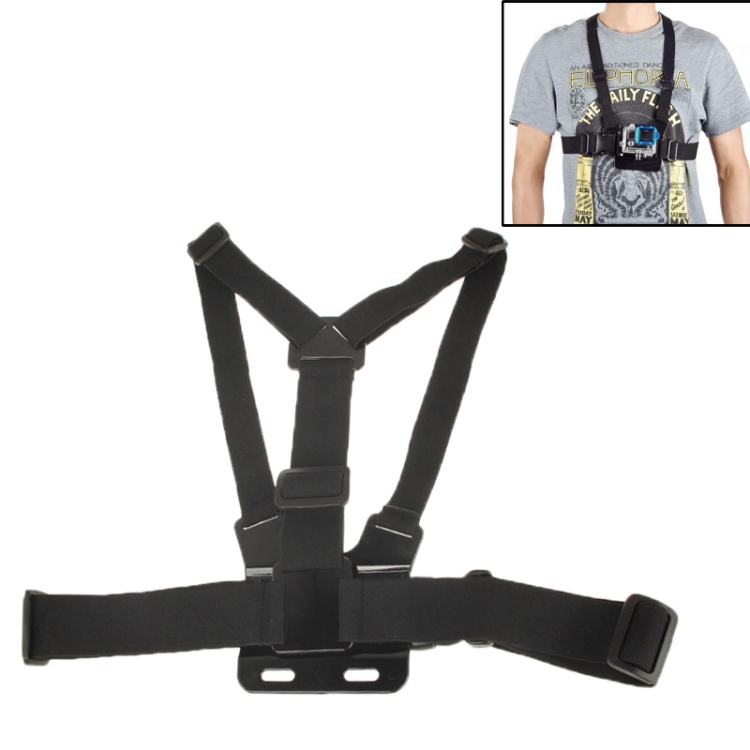 S-DCS-0121.jpg Soporte de correa de hombro con cinturón elástico para el pecho delantero para deportes extremos para GoPro, Insta360, DJI y otras cámaras de acción (negro) - Imagen 1