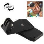 Mochila con rotación de 360 ​​grados Rec-Mounts, soporte de abrazadera con clip para GoPro, Insta360, DJI y otras cámaras de acción (negro)