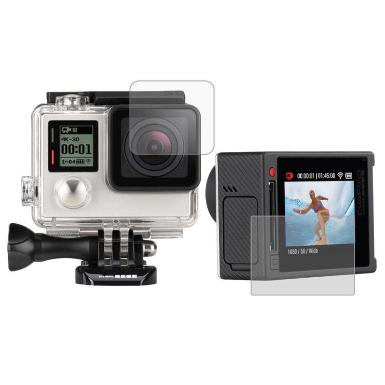 S-DLP-2314.jpg Protector de pantalla LCD ultra claro + Película protectora de lentes de vidrio de alojamiento para cámara de plata Gopro Hero4 - Imagen 1