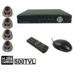Kit de grabadora de video digital integrado de 4 canales (1/3 Sony CCD, 500TVL, 24 x LED IR, lente de 6 mm, distancia IR: 25 m, H.264 (8204EV + 622A)