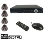 Kit de grabadora de video digital integrado de 4 canales (1/3 Sony CCD, 520TVL, 24 x LED IR, lente de 6 mm, distancia IR: 25 m, H.264 (8204EV + 622A)