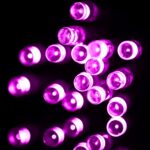 Para fiesta de Navidad, 30 LED, flash de 2 modos, funciona con pilas, 3m Pink Light