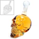 Botella de cristal con forma de calavera para vodka, whisky, licor de cerveza, vino tinto y otras bebidas, 350 ml