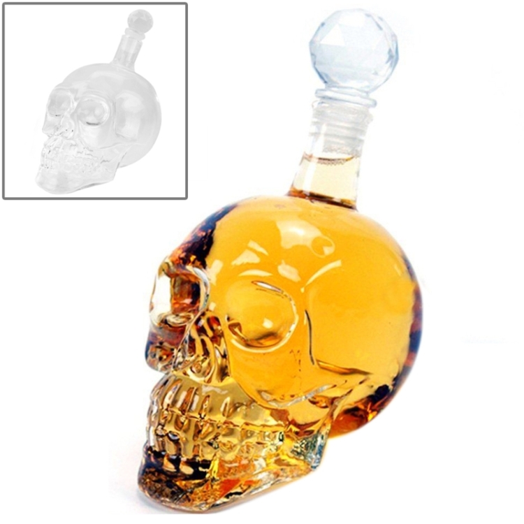 S-HC-04953.jpg Botella de cristal con forma de calavera para vodka, whisky, licor de cerveza, vino tinto y otras bebidas, 1000 ml - Imagen 1
