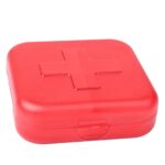 2 PCS 4 Compartimentos Caja de almacenamiento de medicamentos de pastillas cruzadas de plástico portátil (Rojo) - Imagen 3