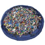 Bolsa de almacenamiento plegable para juguetes para niños, tamaño: 1,5 x 1,5 m (azul oscuro)