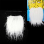 Bigote espeso blanco barba falsa con correa elástica (blanco)