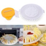 Dispositivo casero de la máquina del fabricante de las patatas fritas al horno del horno de microondas DIY con la rebanadora y el plato