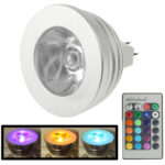 Bombilla LED MR16 3W RGB, Flujo luminoso: 400-450LM, con control remoto, DC 12V
