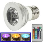 Bombilla LED E27 3W RGB Flash con control remoto, CA 85-265V, Flujo luminoso: 240-270lm