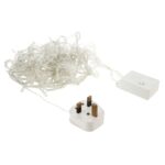 10m Impermeable IP44 Cadena de luz decorativa, Para fiesta de Navidad, 100 LED de luz blanca, con controlador de 8 funciones, 220 V, enchufe para Reino Unido - Imagen 2