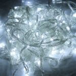 10m Impermeable IP44 Cadena de luz decorativa, Para fiesta de Navidad, 100 LED de luz blanca, con controlador de 8 funciones, 220 V, enchufe para Reino Unido - Imagen 5