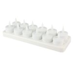 12 piezas de luz de vela con parpadeo de Tealight LED sin llama, Luz de decoración del hogar recargable con tablero de carga - Imagen 4