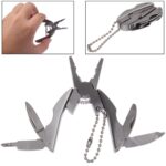 Mini alicates multifuncionales de acero inoxidable, pinzas, cortador, cuchillo, juego de herramientas, llavero (gris)