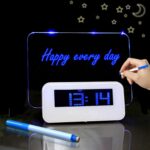 Termómetro de reloj despertador digital LCD multifunción + HUB USB de 4 puertos + Tablero de mensajes con retroiluminación LCD azul o verde (blanco)