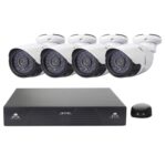 Kit NVR de cámara IP Bullet de 4 canales H.264 720P HD, visión nocturna por infrarrojos de 30 m, entrada de video / audio de soporte