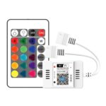 Controlador inteligente Wifi LED RGB con salida de tira de LED de 2 vías con control remoto IR de 24 teclas, 5-24 V