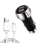 YSY-310QC18W QC3.0 Cargador de coche USB de doble puerto + 3A USB a cable de datos micro USB, longitud del cable: 1 m, YSY-310QC18W with Micro USB Cable