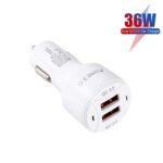TE-092 36W Dual QC3.0 USB Fast Car Charger + USB a Micro USB Data Cable Set, TE-092 with Micro USB Cable - Imagen 2