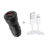 P21 PD 20W USB-C / Type-C + QC3.0 18W USB Cargador de coche rápido con USB a juego de cables de datos de 8 pines, USB to 8 Pin