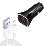 TE-P22 38W PD USB-C / Tipo-C + QC3.0 Cargador de coche USB con cable de datos USB a 8 pines de 1 m, with 8 Pin Cable
