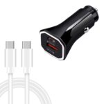 TE-P22 38W PD20W + QC3.0 Cable de carga para automóvil USB + USB-C / Type-C a USB-C / Type-C Cable de datos, longitud: 1 m, with Dual Type-C Cable