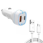 Cargador de coche USB 38W PD20W + QC3.0 con cable de datos USB a Micro USB, longitud: 1 m, USB to Micro USB Cable (White)